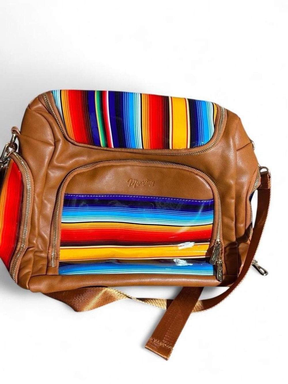 Mexistuff Mexican serape vibrant striped convertible backpack
